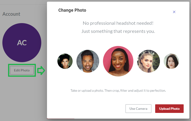 Change Photo Pop-up Dialog Change Photo Pop-up Dialog